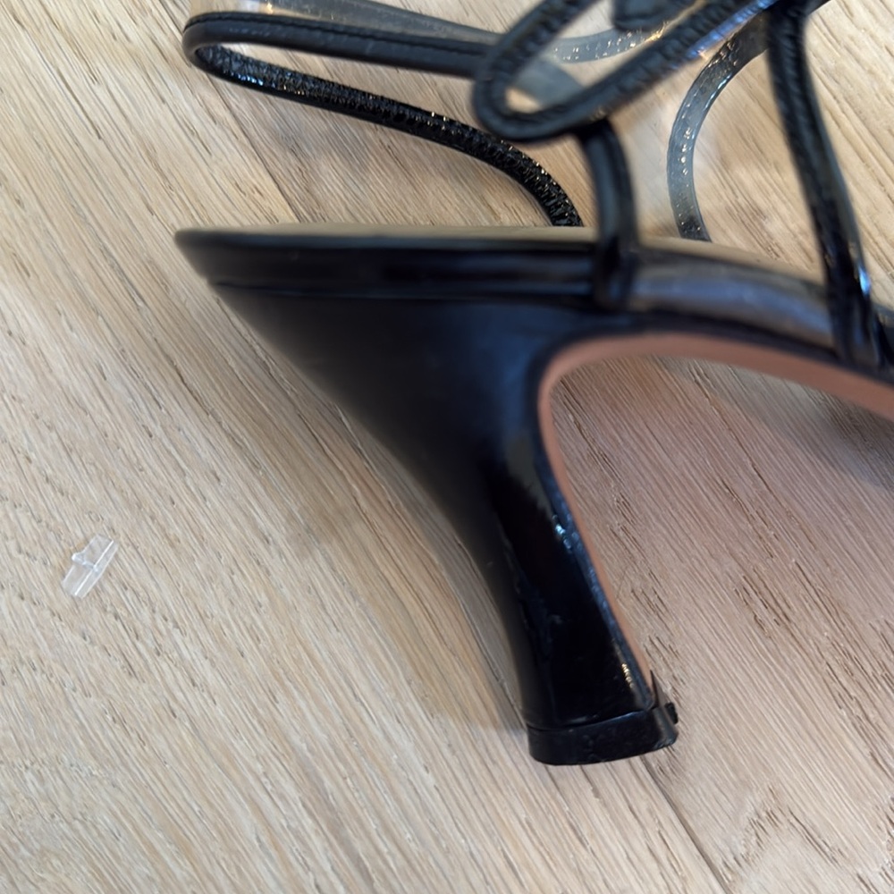 Salvatore Ferragamo Womens Sz 7 4A Black Patent Leather Slingback Clear Strap - Picture 14 of 16